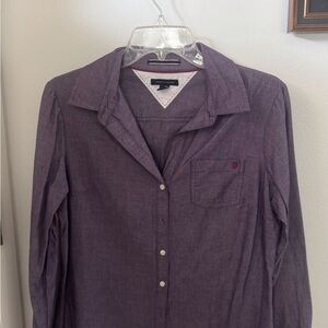 Tommy Hilfiger Purple Button-Up Long Sleeve Blouse